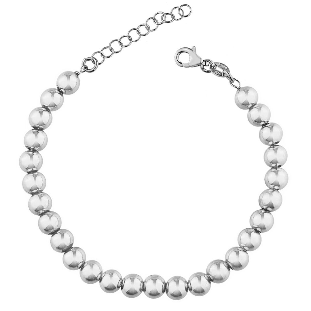 Bracelet with big marbles made of silver 925°, tied with silver wire and with silver hoops extension.