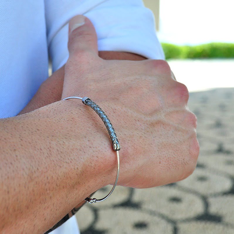 Bangle βραχιόλι «ψάθα» από ασήμι 925, με πτυσσόμενο μέγεθος.