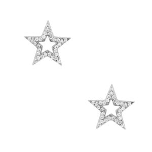 Σκουλαρίκια Αστέρι σε ασήμι 925°, διακοσμημένα με λευκά ζιρκόνια.