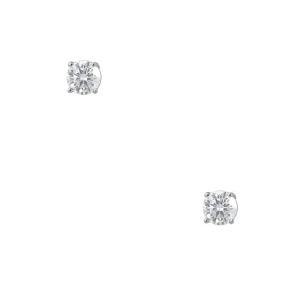  Σκουλαρίκια καρφάκια με στρογγυλό ζιργκόν διαμέτρου 4 mm, από επιπλατινωμένο ασήμι 925°