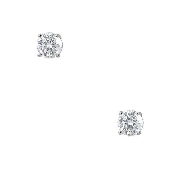 Σκουλαρίκια καρφάκια με στρογγυλό ζιργκόν διαμέτρου 5 mm, από επιπλατινωμένο ασήμι 925°.