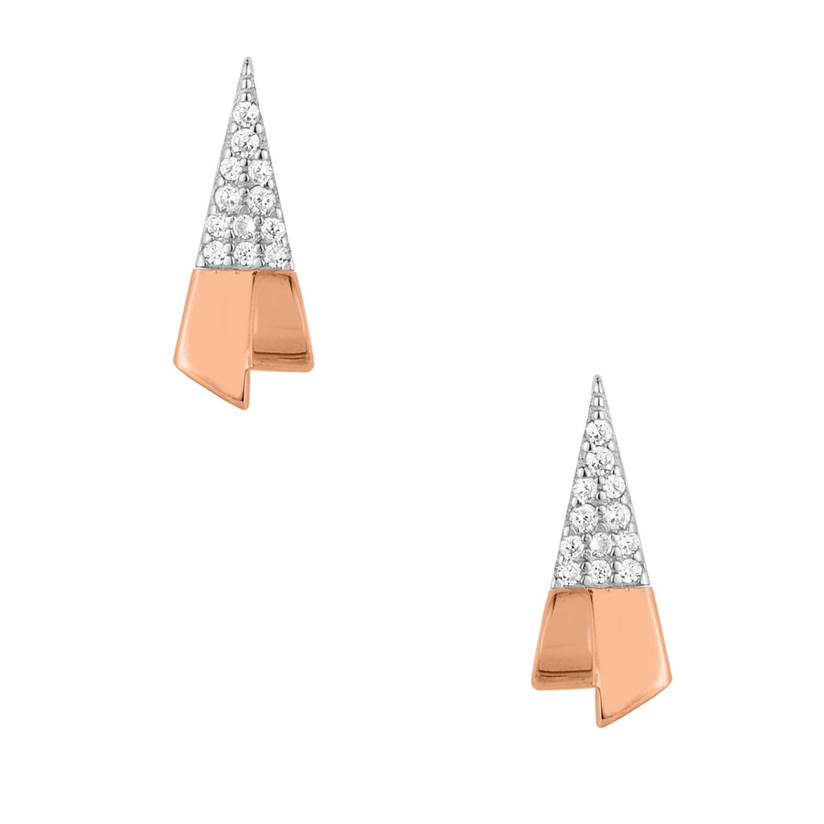 "Ribbon" tie earrings, in silver 925º, with white zirconia and rose gold plated.