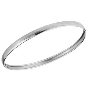 Sterling silver handcuff bracelet 925 platinum plated on a patent surface.