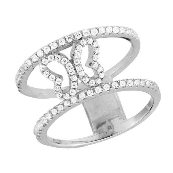 Δαχτυλίδι από ασήμι 925° με σύμβολο άπειρο, διακοσμημένο με λευκά ζιρκόνια.