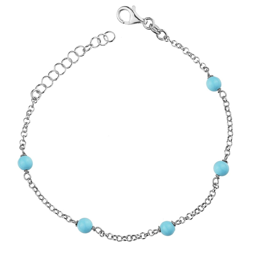 Bracelet with silver chain 925° with turquoise paste marbles.