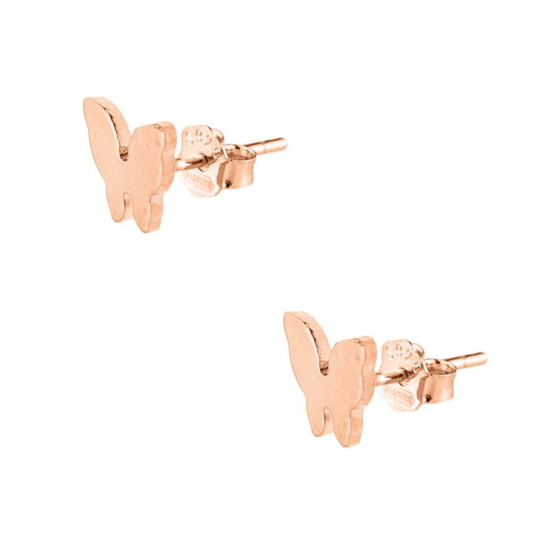 Σκουλαρίκια με κούμπωμα καρφάκι, σε ροζ επιχρυσωμένο ασήμι 925° πεταλούδες.