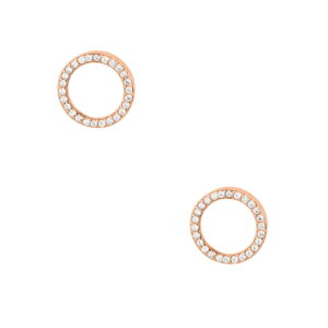 Σκουλαρίκια από ροζ επιχρυσωμένο ασήμι 925° κύκλος διακοσμημένος με λευκά ζιρκόνια, με κούμπωμα καρφάκι.