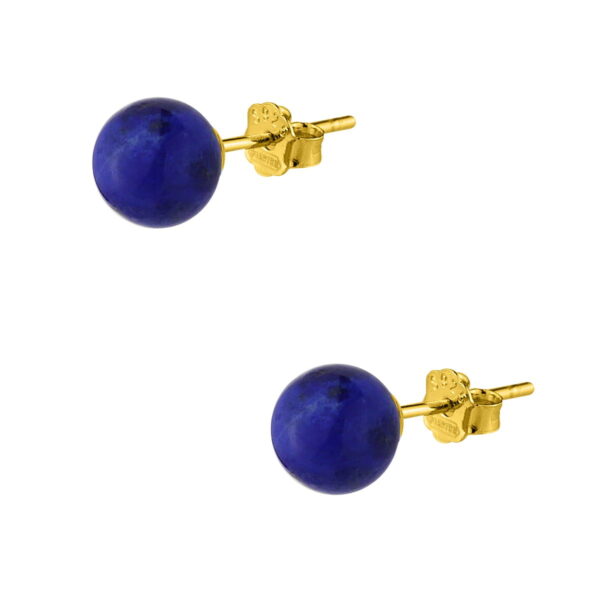 Σκουλαρίκια από επίχρυσο ασήμι 925° και μπλε πέτρα Lapis Lazuli με κούμπωμα καρφάκι.