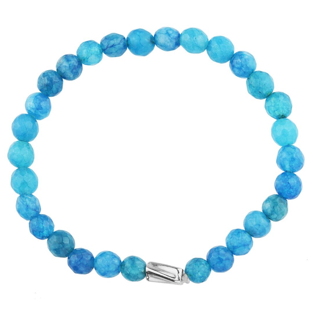 Handmade Jade Blue bracelet with silver twisted item