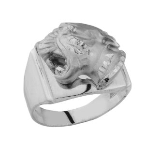 Δαχτυλίδι από ασήμι 925°, διακοσμημένο με ασημένιο κεφάλι Πάνθηρα.