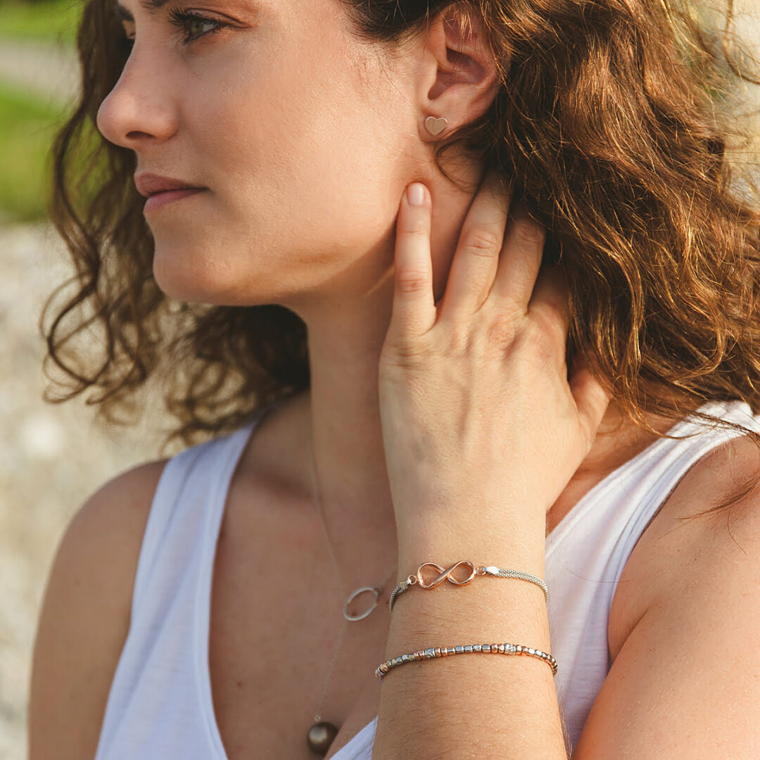 Βραχιόλι από ασήμι 925° με ασημένια και ροζ στοιχεία