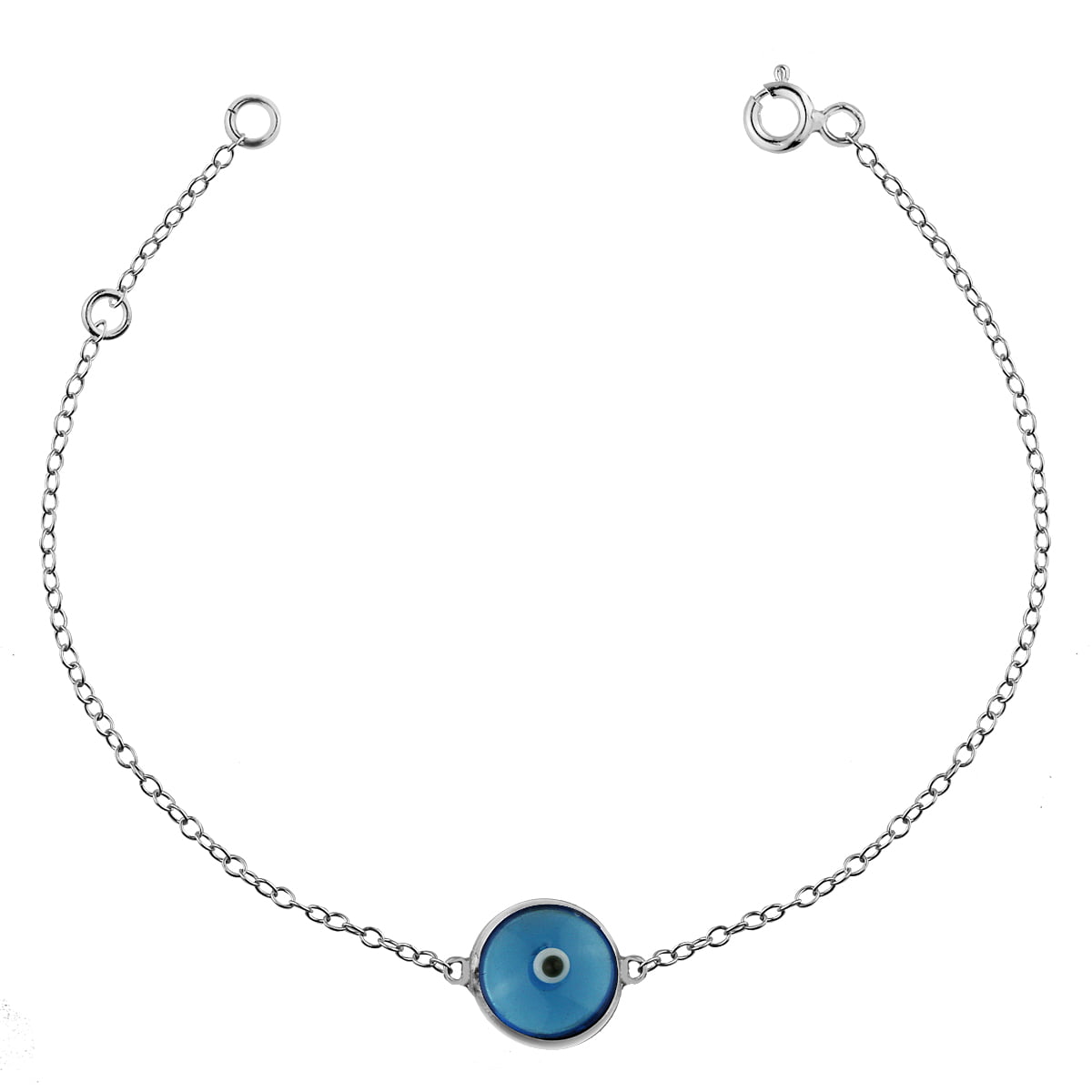 Bracelet handmade of silver 925 with light blue glass eye