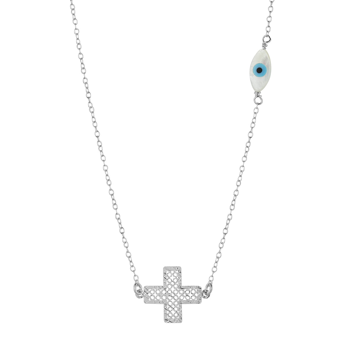 Handmade necklace made of silver 925 with cross and peephole