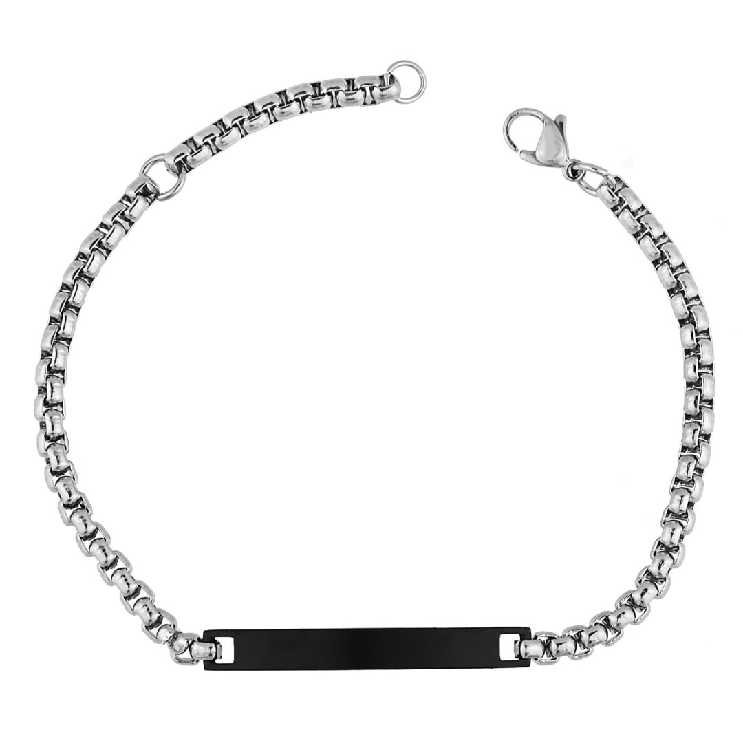 Black stainless steel identity bracelet