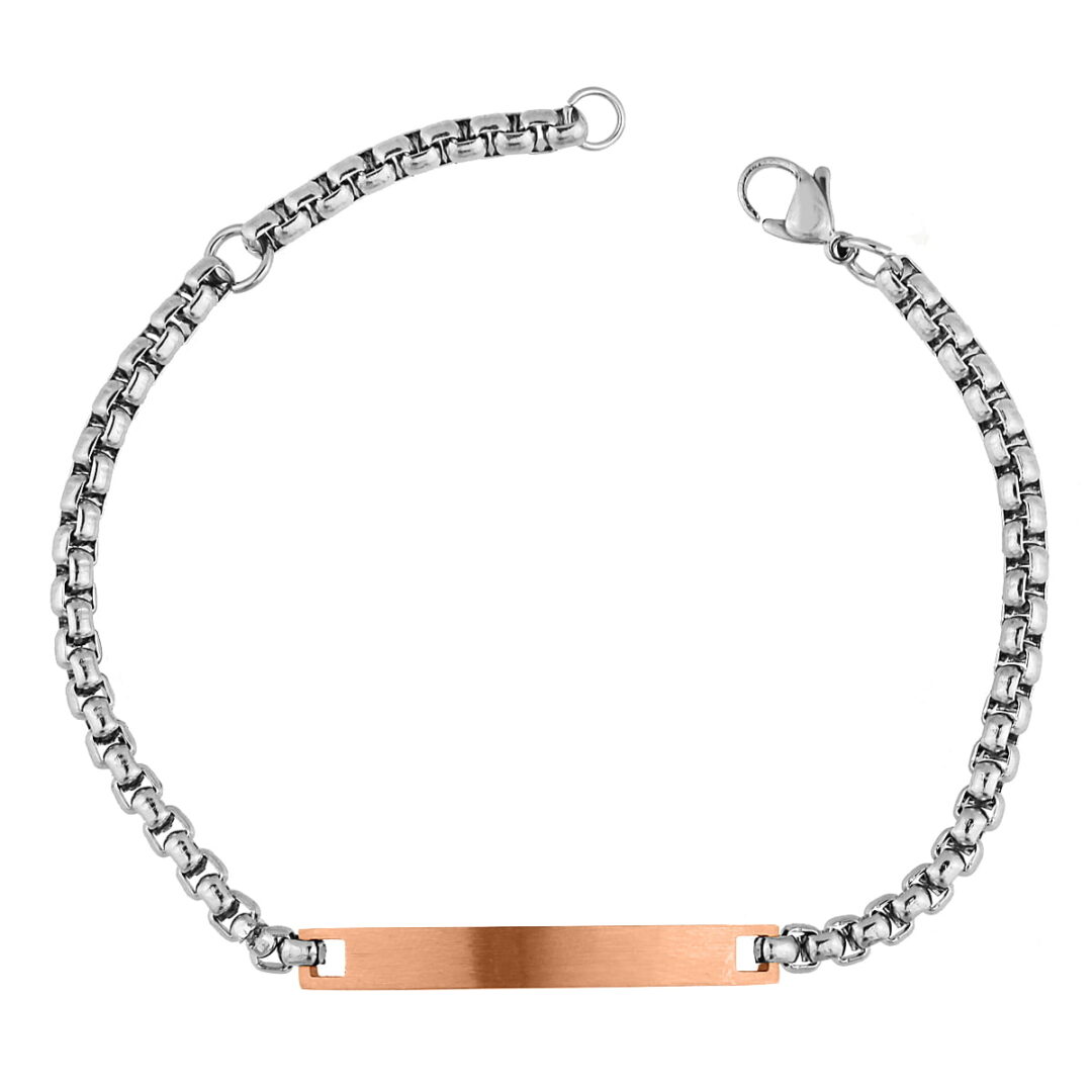 Identity bracelet in stainless steel pink steel