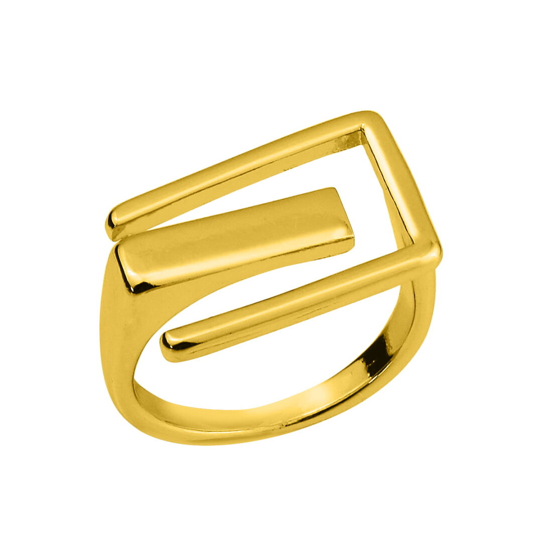 Geometry gold-plated ring
