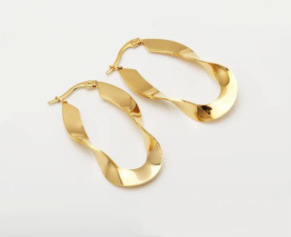 Σκουλαρίκια κρίκοι γεωμετρικοί ατσάλι σε χρυσό χρώμα