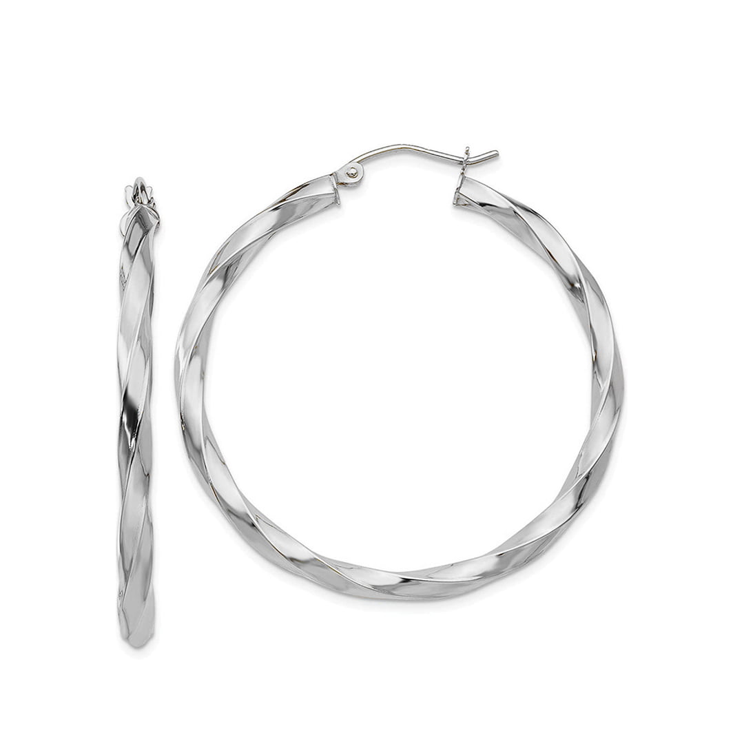 Earrings hoops twisted steel hoops in silver colour