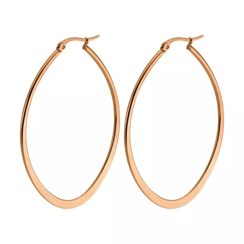 Earrings hoops oval steel hoops in pink colour
