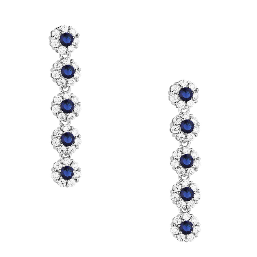 Silver earrings with blue rosette
