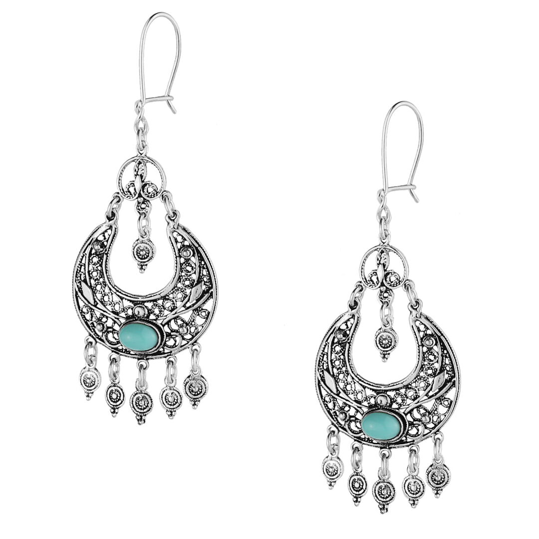 Handmade boho earrings made of silver 925º with turquoise