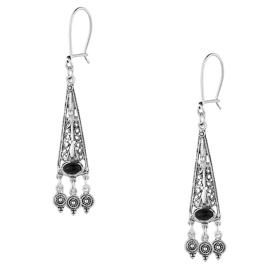 Handmade chandelier earrings onyx silver 925º