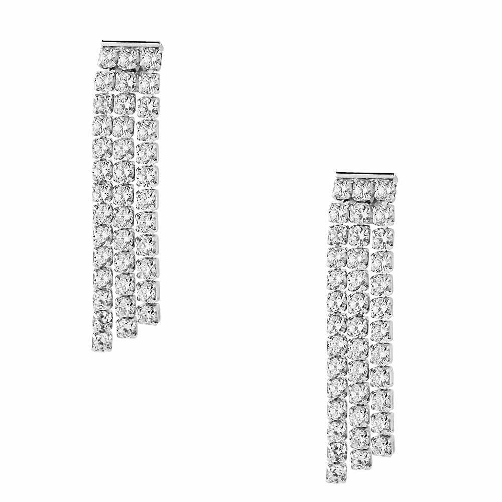 Tennis triple earrings made of silver