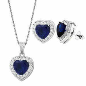 Rosette set Heart blue sapphire silver rosette set