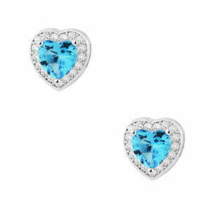 Earrings rosette Heart blue topaz made of silver