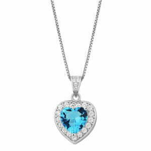 Necklace rosette Heart blue topaz necklace made of silver