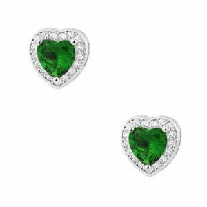 Earrings rosette Heart green emerald made of silver