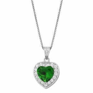 Necklace rosette Heart green emerald necklace made of silver