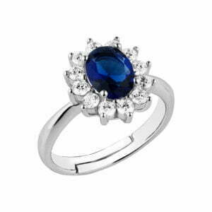 Oval Rosette ring with Sapphire made of silver 925