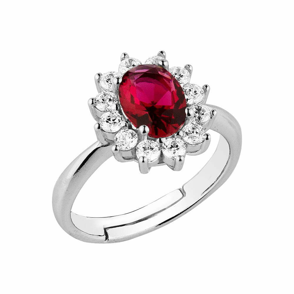 Ring Oval Rosette with Ruby made of silver 925°