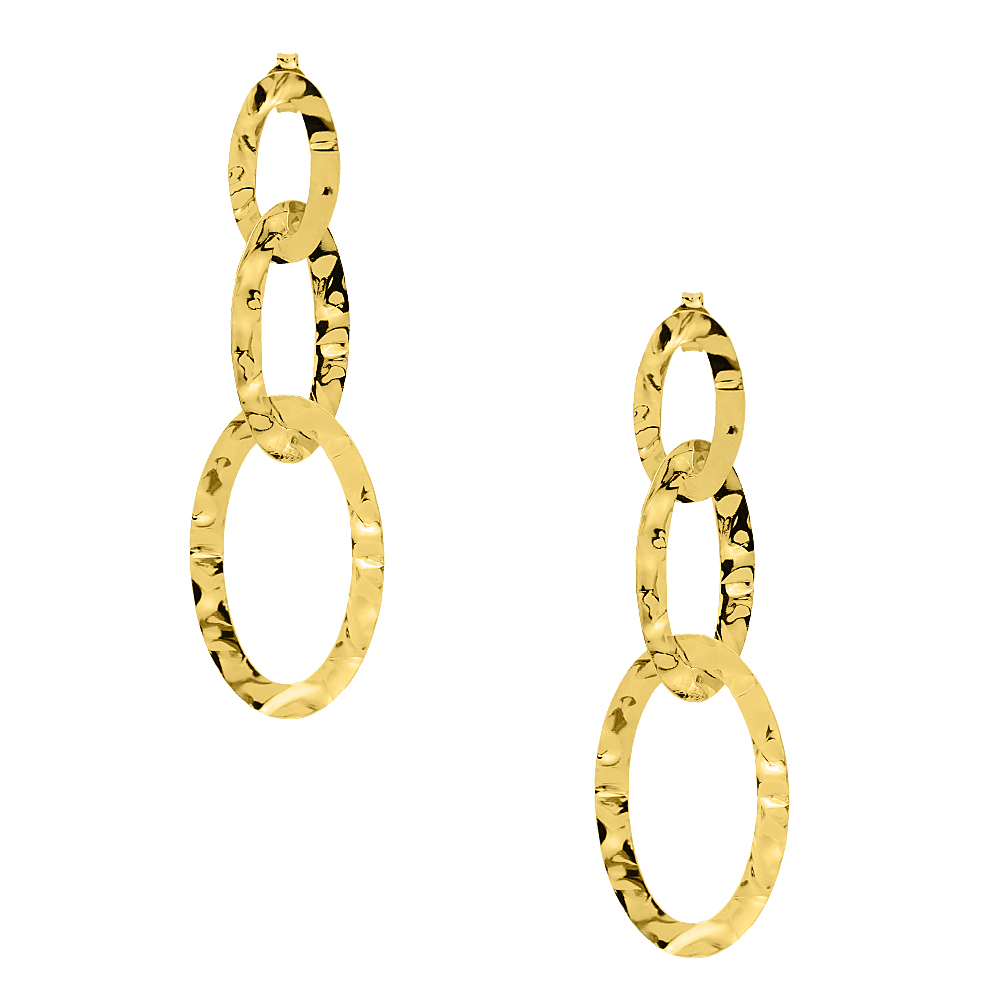 Handmade forged earrings made of gold plated silver