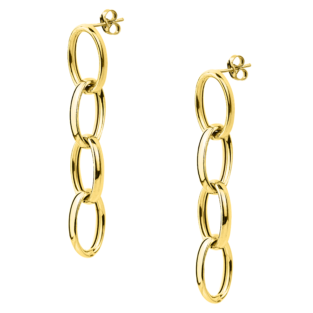 Oval chain earrings of gold plated silver 925°