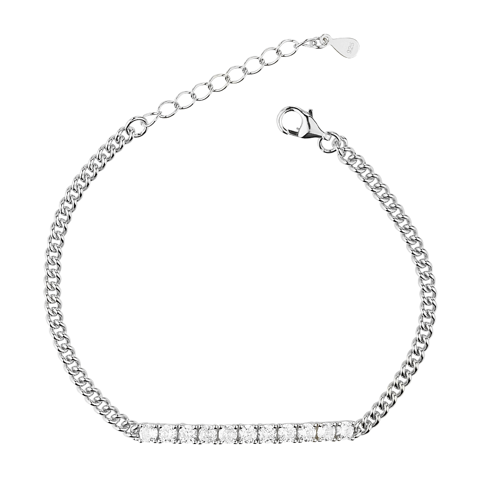 Tennis bracelet with silver chain