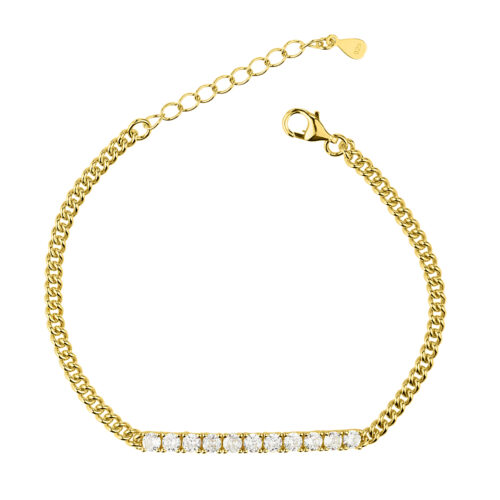 Tennis bracelet with gold plated silver chain 925°
