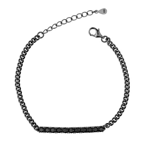 Tennis bracelet with black silver chain 925°