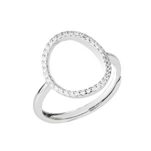 Δαχτυλίδι Οval από ασήμι 925° με λευκά ζιρκόνια