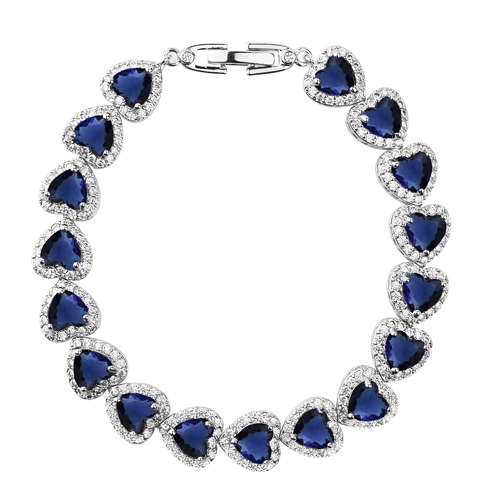 Bracelet heart rosette silver with blue