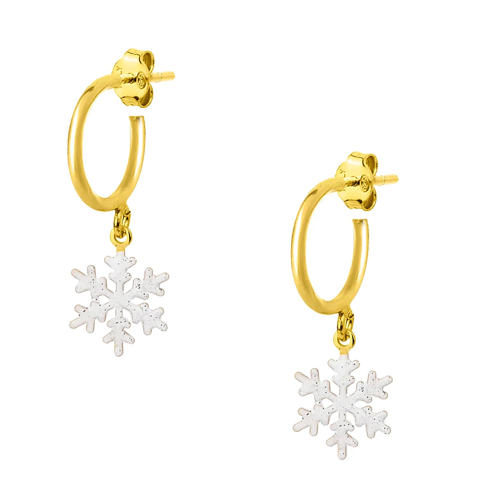 Snowflake earrings of gold plated silver 925°