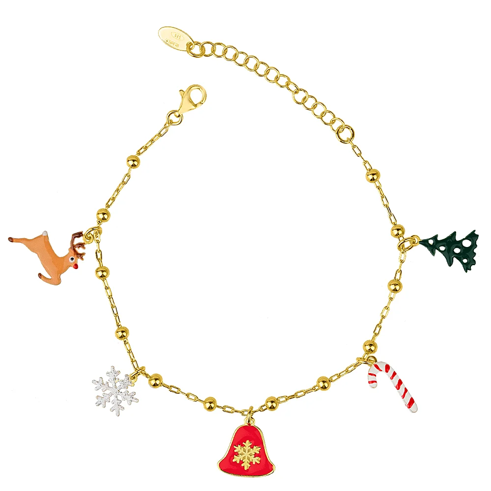 Christmas bracelet with deer made of gold plated silver 925°