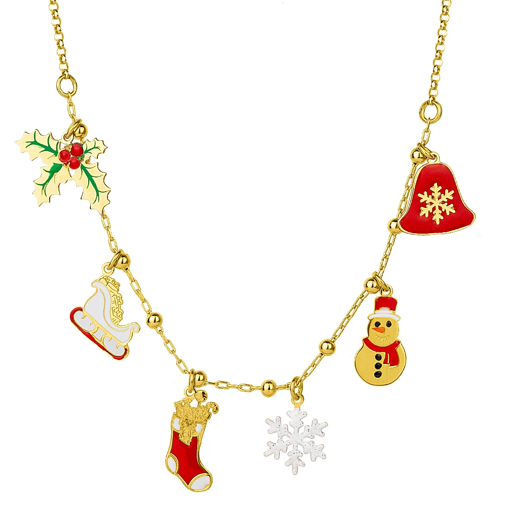 Christmas necklace with gold plated silver elements 925°