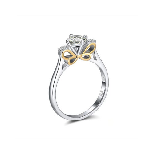 Solitaire ring Bow silver 925º