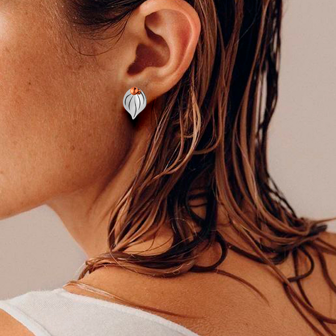 Σκουλαρίκια από ασήμι 925° λουλούδι νούφαρο